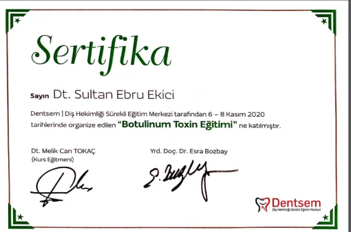 Botulinum Toxin Eğitimi - Katılım Belgesi